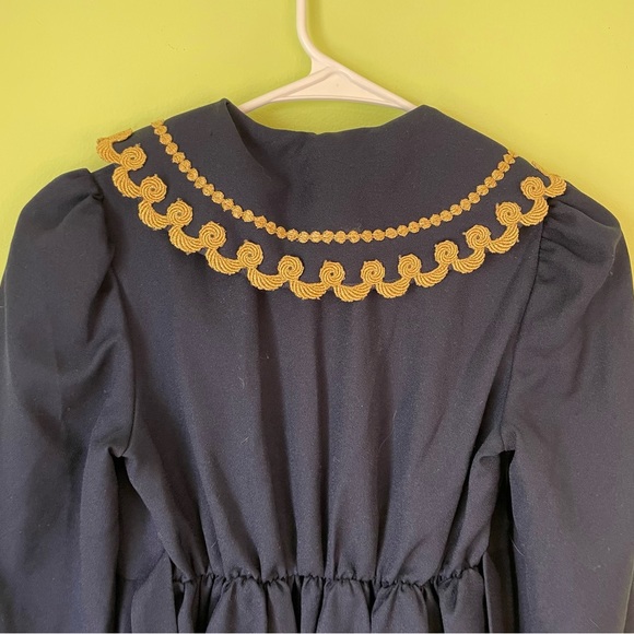 VINTAGE BONNIE JEAN NAVY BLUE AND GOLD TRIM SAILOR DRESS SIZE 10 - Picture 8 of 9